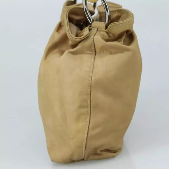 Christian Dior Maris Pearl Hand Bag Nylon Beige Silver Auth - Picture 5 of 16